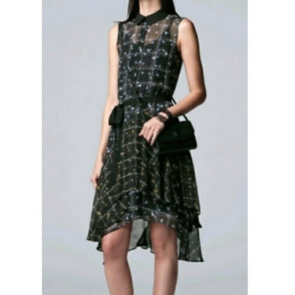 Petite Simply Vera wang print ruffle shirt dress S - Picture 11 of 14